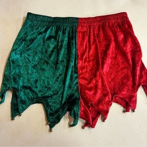 Red and Green Velvet Elf Shorts - Size L